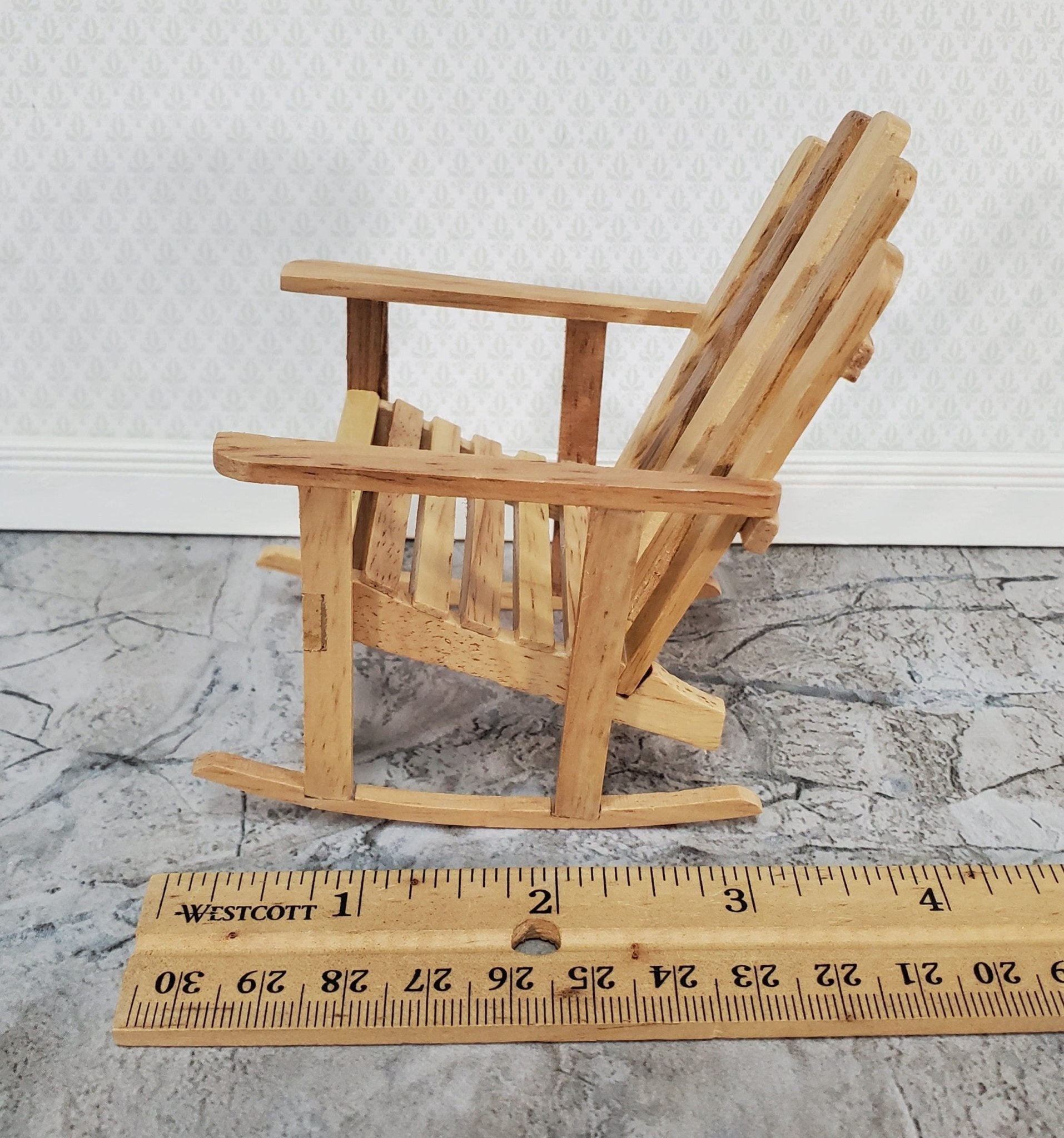 Dollhouse Adirondack Rocking Chair Rocker Light Oak 1:12 Scale Miniature - Miniature Crush