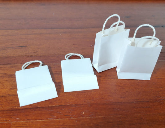 Dollhouse All White Shopping Bags x4 1:12 Scale Miniature Accessories - Miniature Crush
