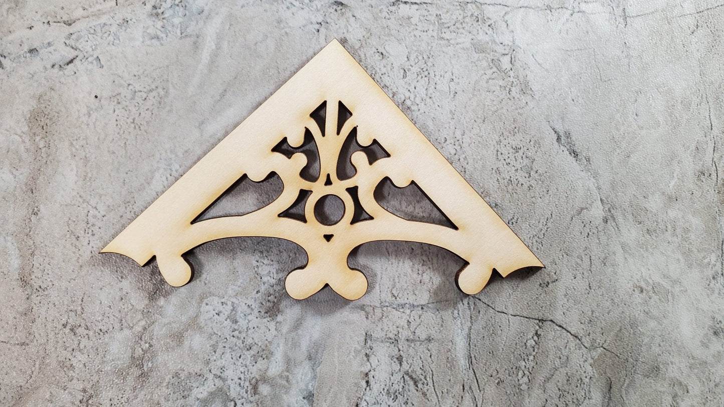Dollhouse Apex Trim Victorian Style Pediment Large Miniature Wood Decoration MC148 - Miniature Crush