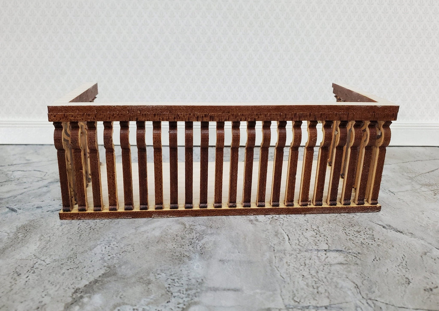Dollhouse Balcony Square Double Unpainted Wood 1:12 Scale Miniature 5 1/2" Long - Miniature Crush