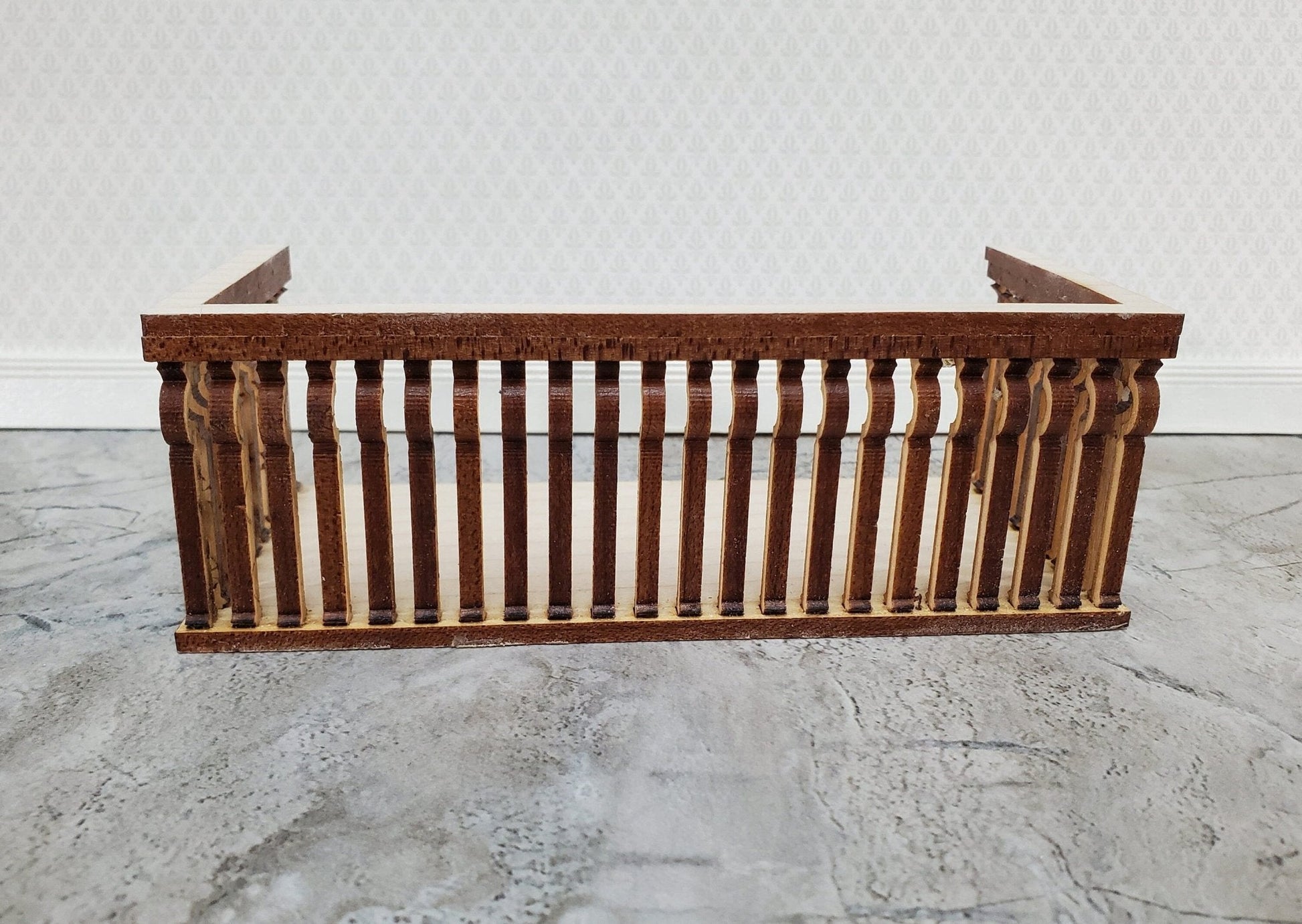 Dollhouse Balcony Square Double Unpainted Wood 1:12 Scale Miniature 5 1/2" Long - Miniature Crush