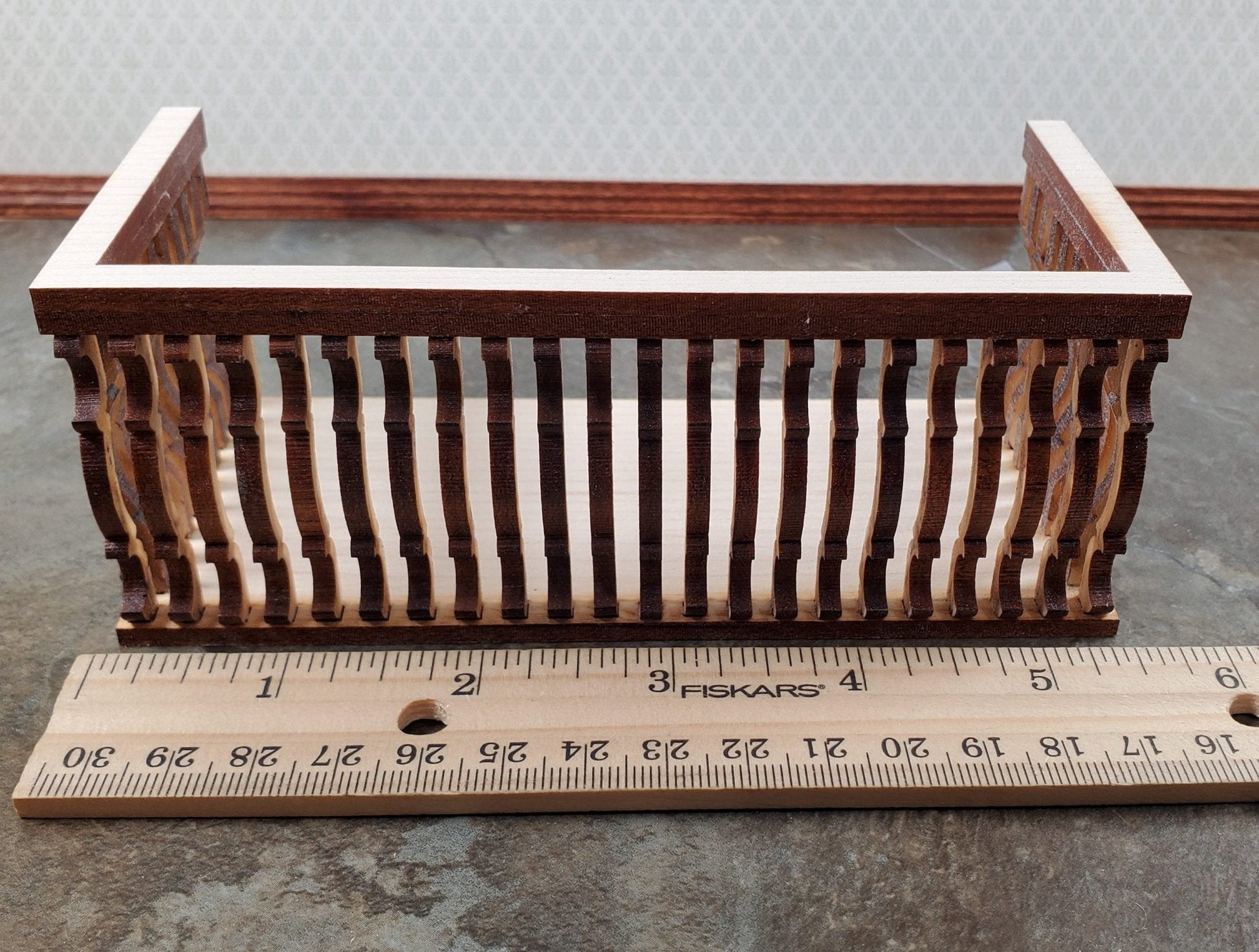 Dollhouse Balcony Square Double Unpainted Wood 1:12 Scale Miniature 5 1/2" Long - Miniature Crush