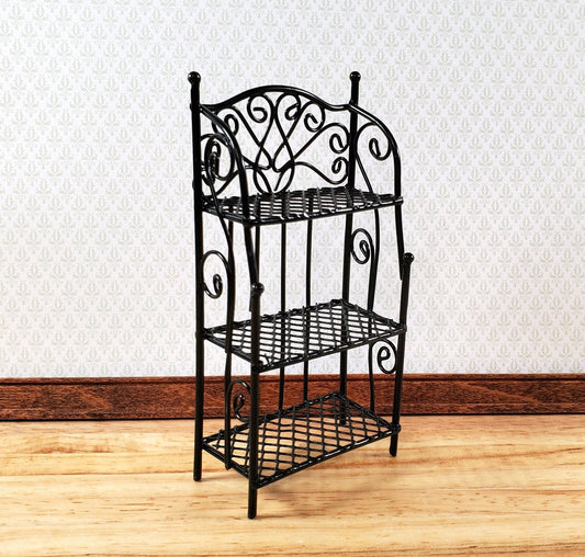 Dollhouse Black Metal Shelf Unit 3 Shelves 1:12 Scale Miniature Kitchen Bakery - Miniature Crush