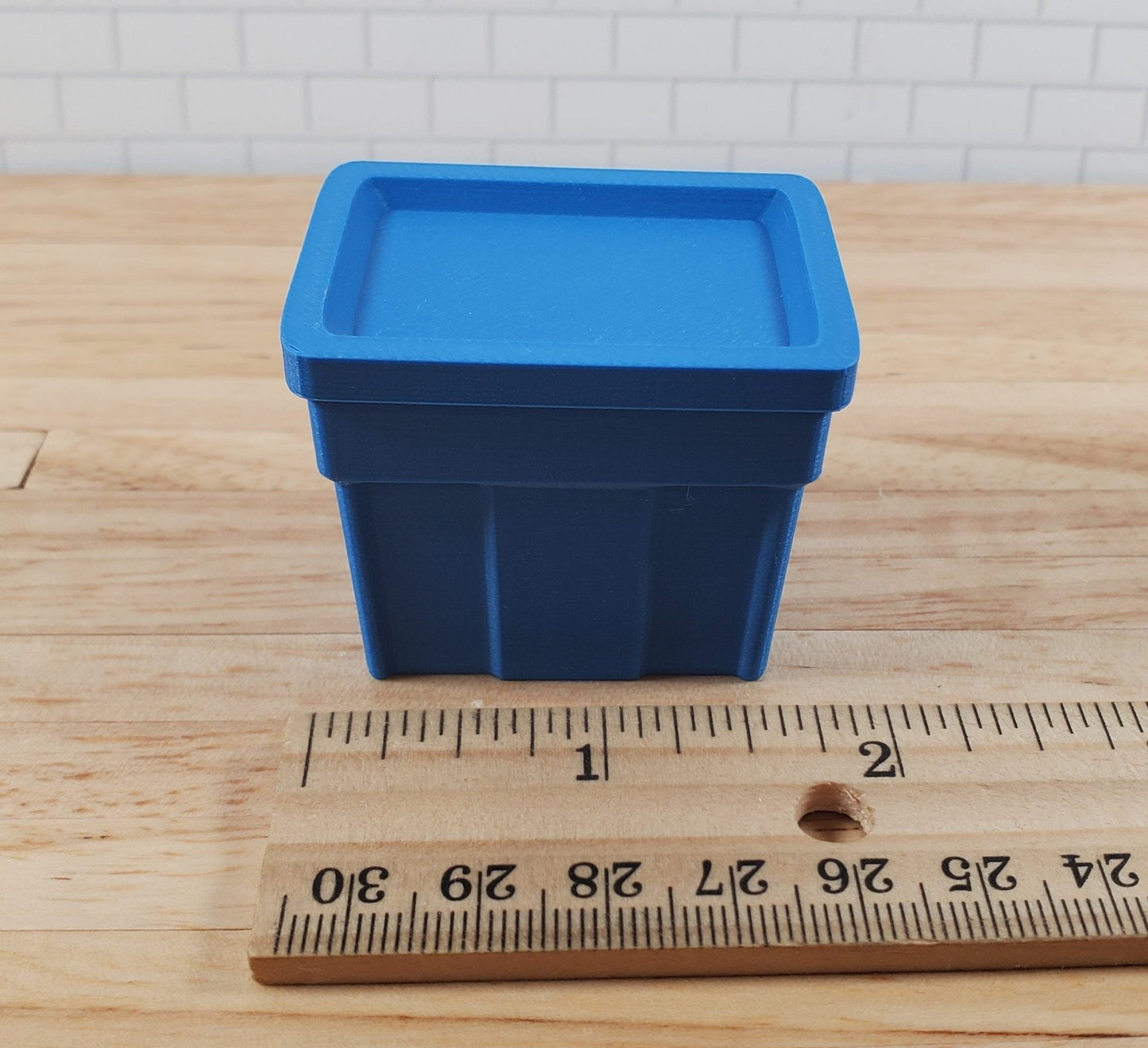 Dollhouse Blue Storage Bin Top Opens 1:12 Scale Model Diorama Action Figures - Miniature Crush