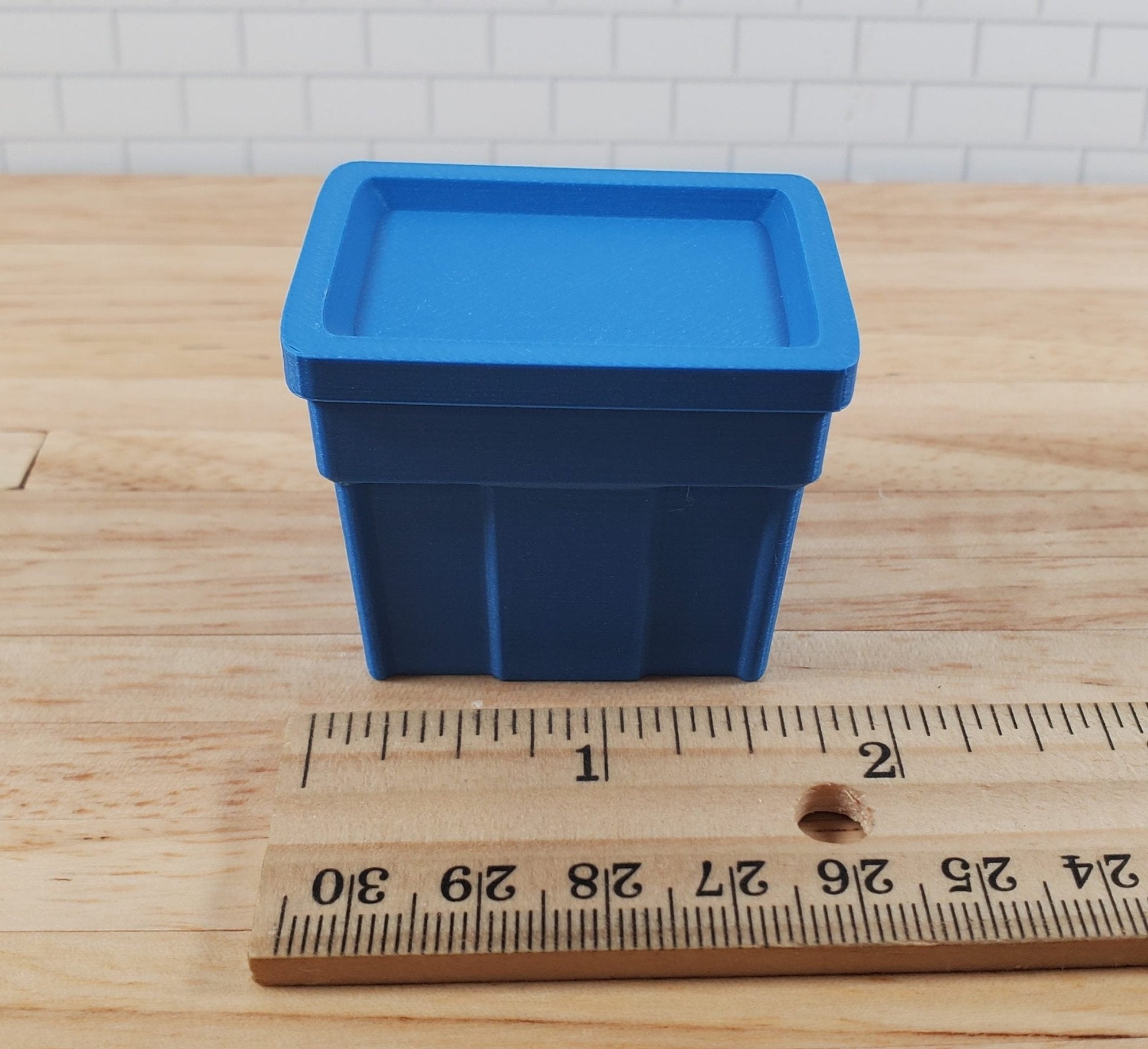 Dollhouse Blue Storage Bin Top Opens 1:12 Scale Model Diorama Action Figures - Miniature Crush