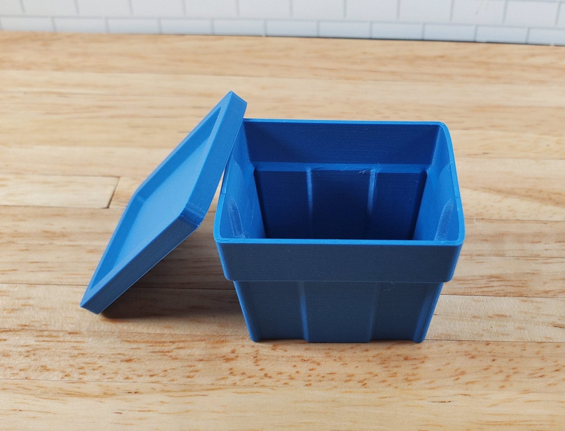 Dollhouse Blue Storage Bin Top Opens 1:12 Scale Model Diorama Action Figures - Miniature Crush