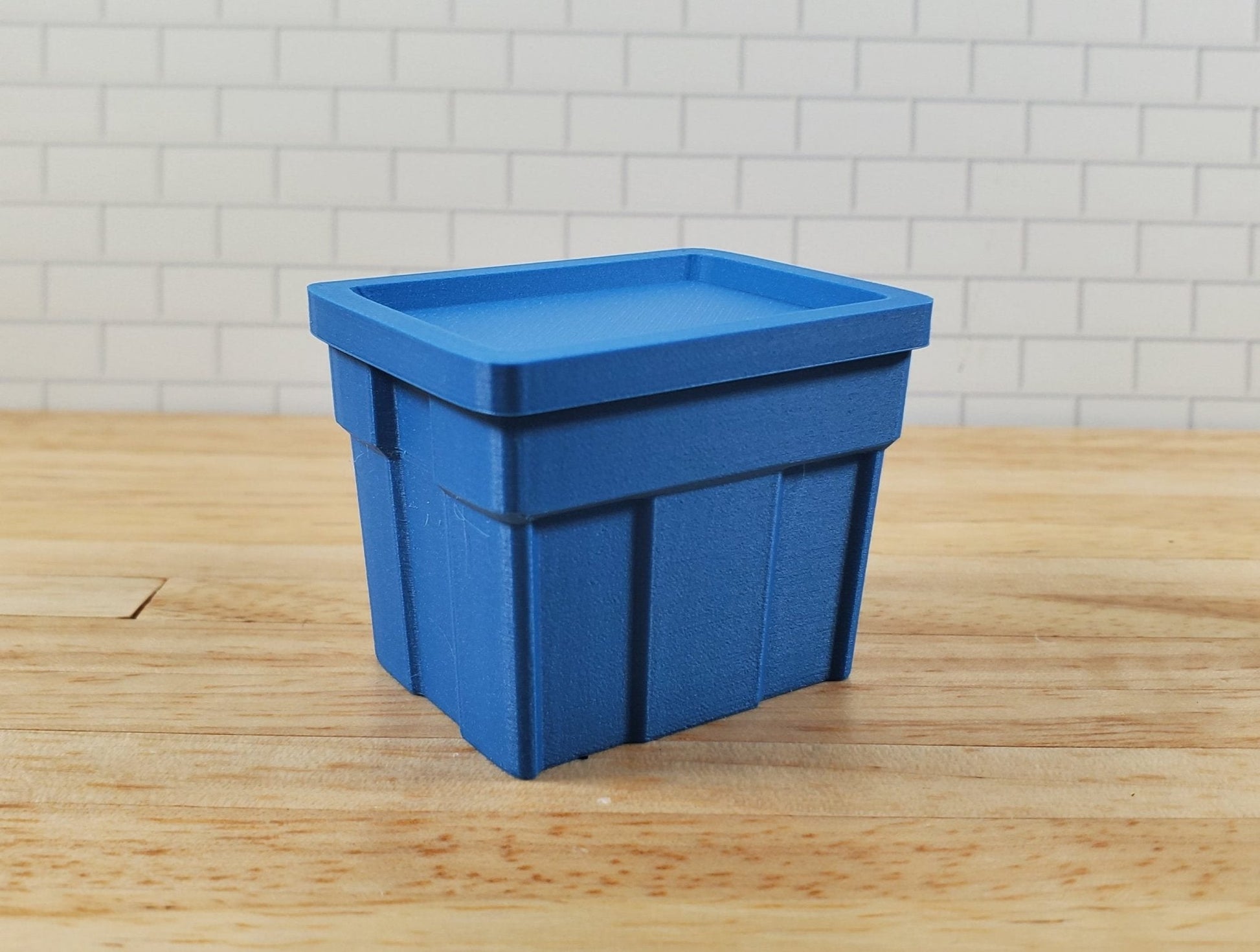 Dollhouse Blue Storage Bin Top Opens 1:12 Scale Model Diorama Action Figures - Miniature Crush