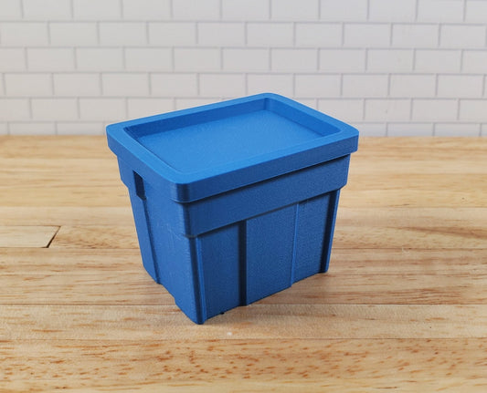 Dollhouse Blue Storage Bin Top Opens 1:12 Scale Model Diorama Action Figures - Miniature Crush
