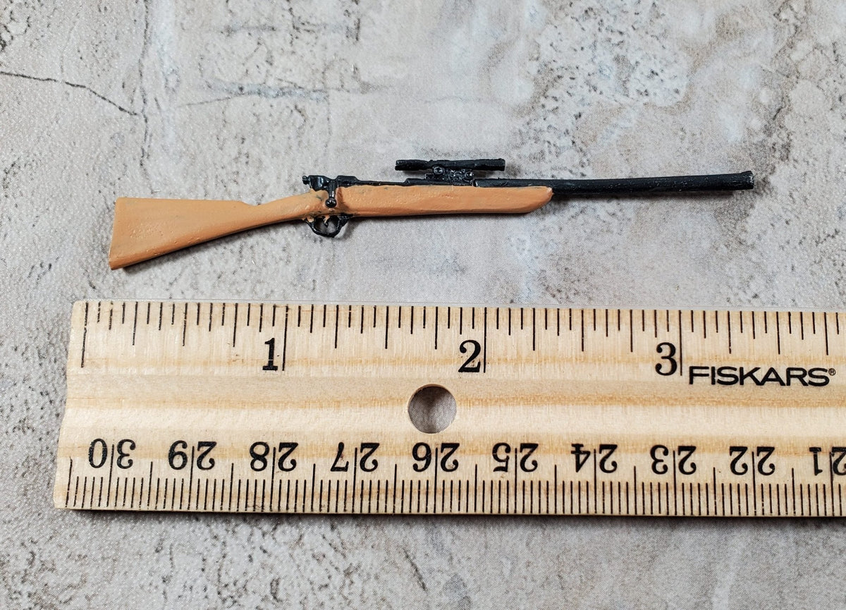 Miniature Rifles For Crafts Dollhouse Bolt Action Rifle with Scope Prop 1:12 Scale Painted Metal ...