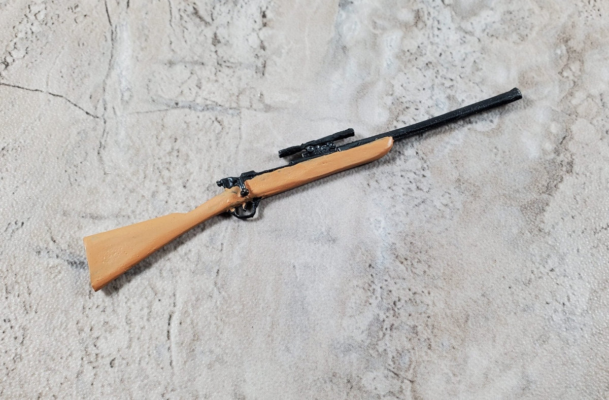 Miniature Rifles For Crafts Dollhouse Bolt Action Rifle with Scope Prop 1:12 Scale Painted Metal ...