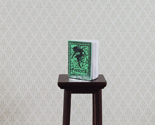 Dollhouse Book Fairies Green w/ Silver Gilt 1:12 Scale Miniature (blank inside) - Miniature Crush