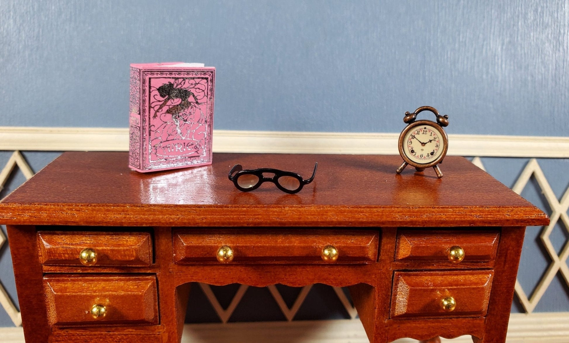 Dollhouse Book Fairies Pink w/ Silver Gilt 1:12 Scale Miniature (blank inside) - Miniature Crush