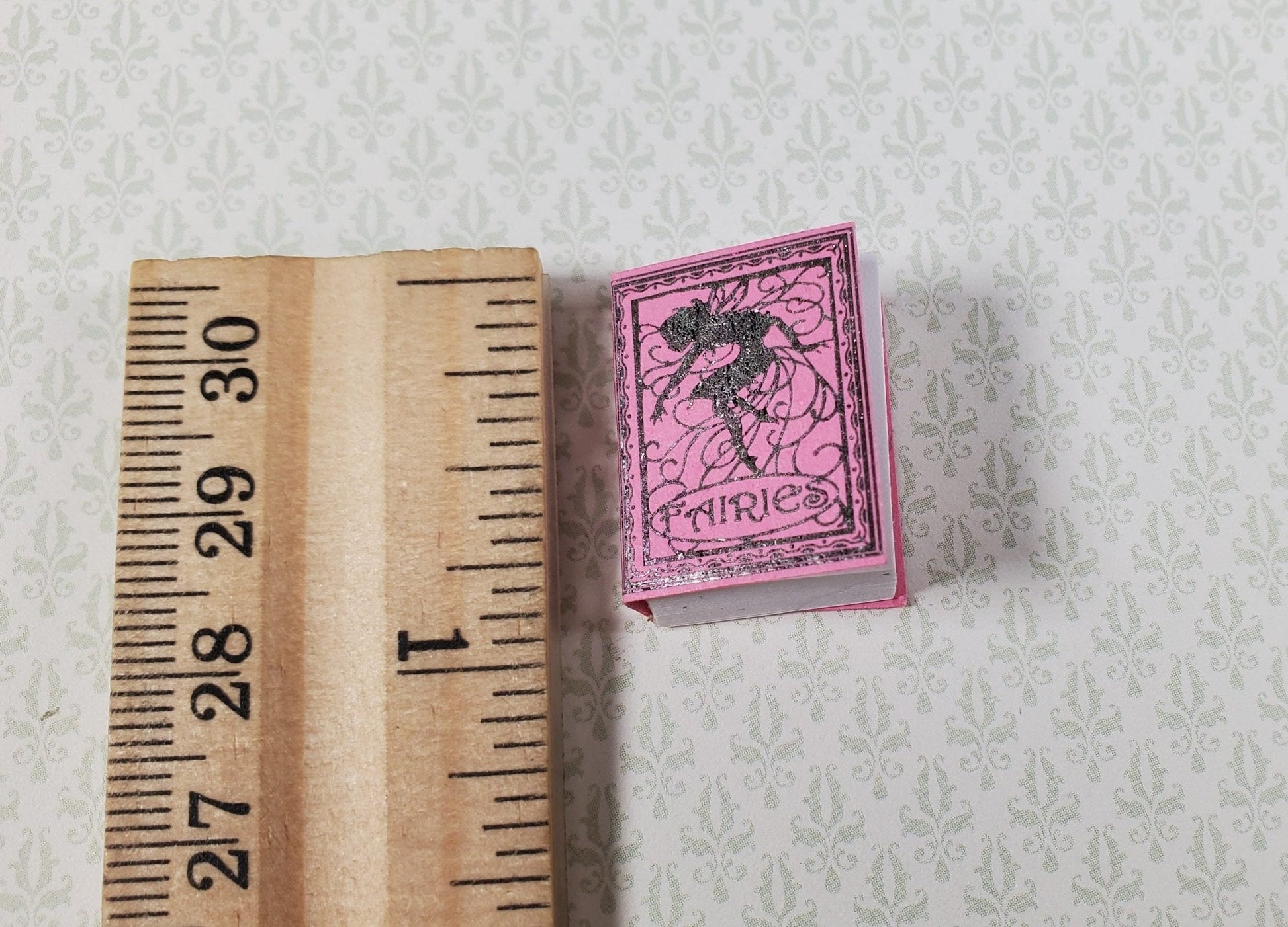 Dollhouse Book Fairies Pink w/ Silver Gilt 1:12 Scale Miniature (blank inside) - Miniature Crush