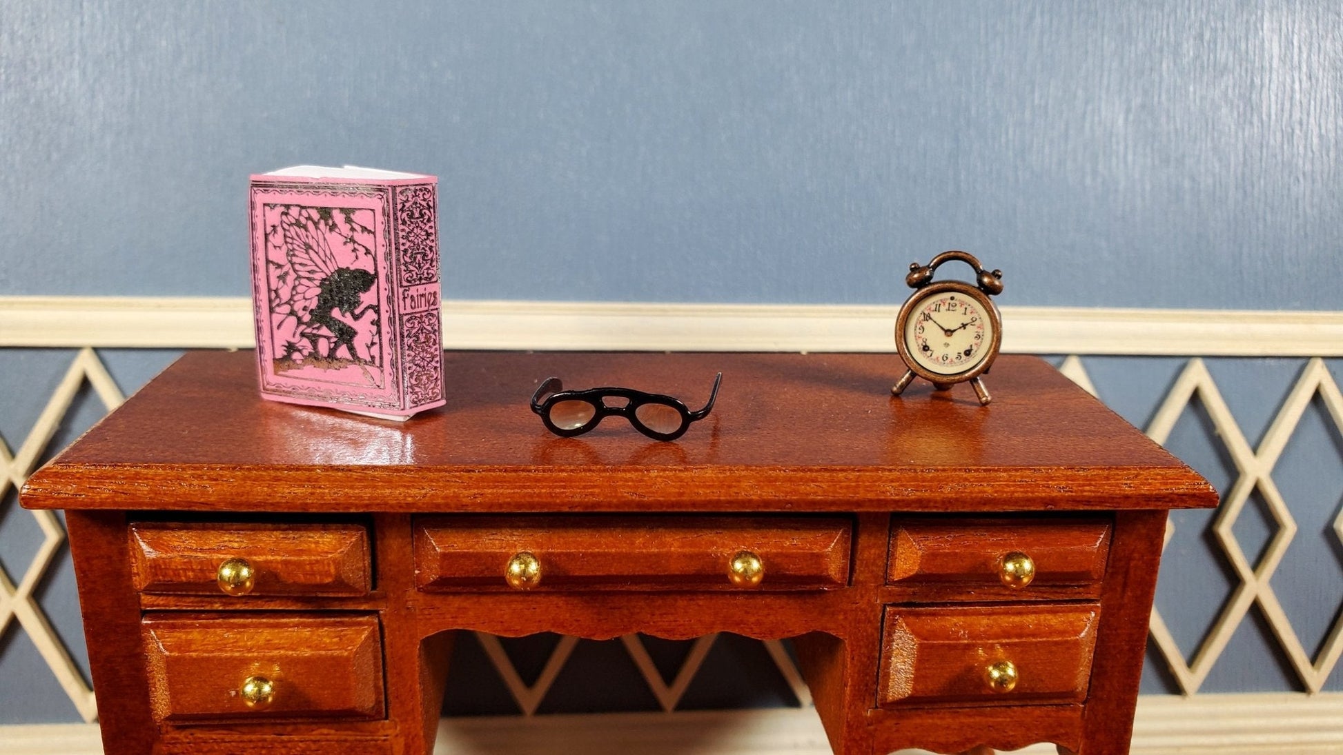 Dollhouse Book Fairies Pink w/ Silver Gilt 1:12 Scale Miniature (blank inside) - Miniature Crush