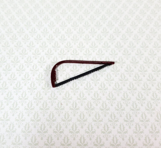 Dollhouse Bow Pruning Saw with Red Handle 1:12 Scale Miniature Tool Metal Saw - Miniature Crush