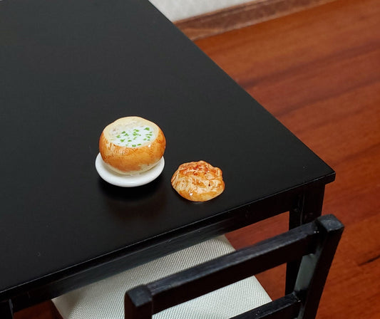 Dollhouse Bread Bowl Filled with Clam Chowder Soup 1:12 Scale Miniature Food Kitchen - Miniature Crush