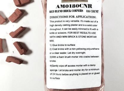 Dollhouse Brick Corners Red Brick Blend by Andi Mini Brick 1:12 Scale 125 Pieces - Miniature Crush