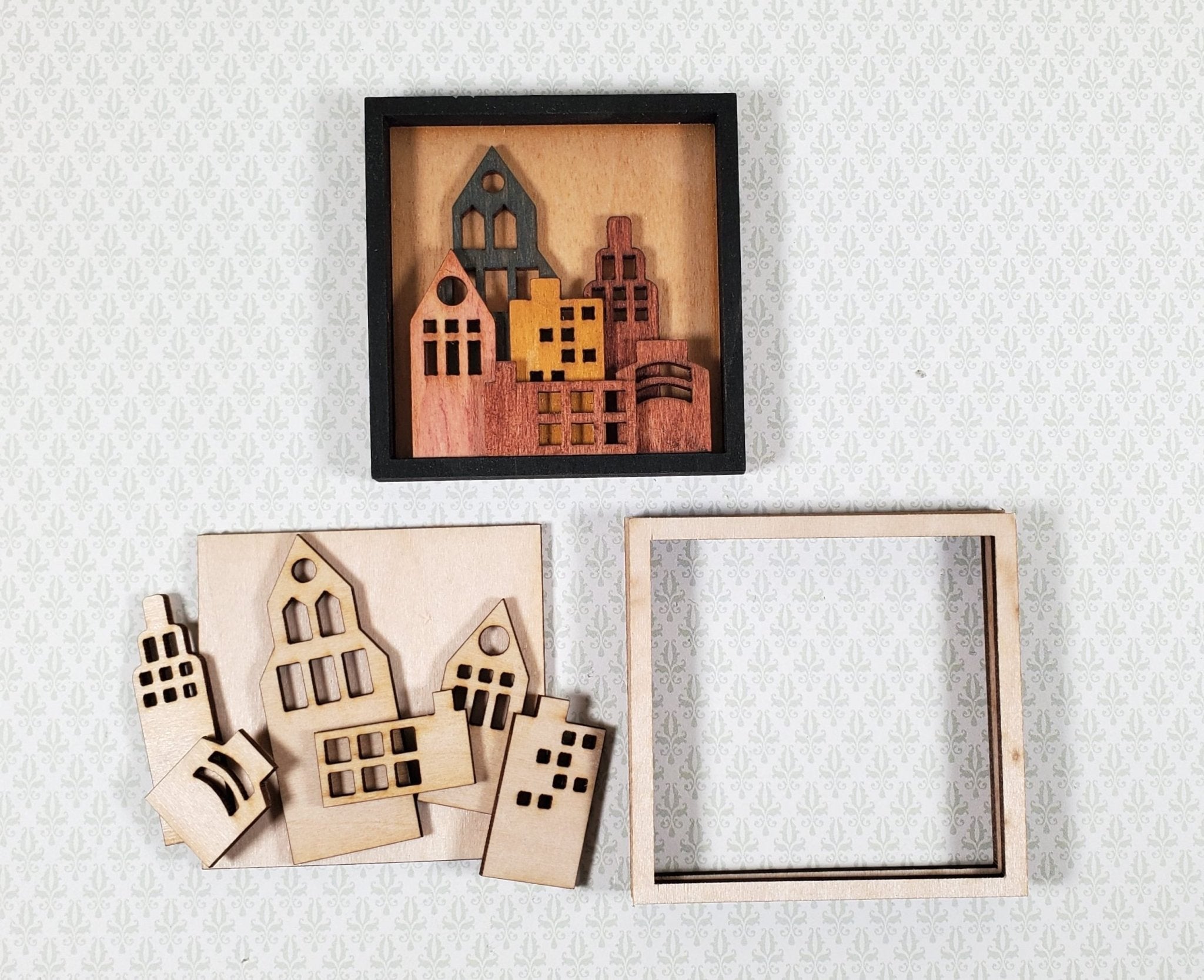 1:12 Scale Dolls House Framed Picture – Harbour Scene Art Print (Tumdee) – Handmade Miniature For Any Room