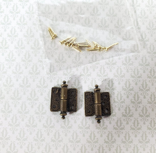 Dollhouse Butterfly Hinge Working Antique Style Bronze 1:12 Scale Includes Nails S1508 - Miniature Crush
