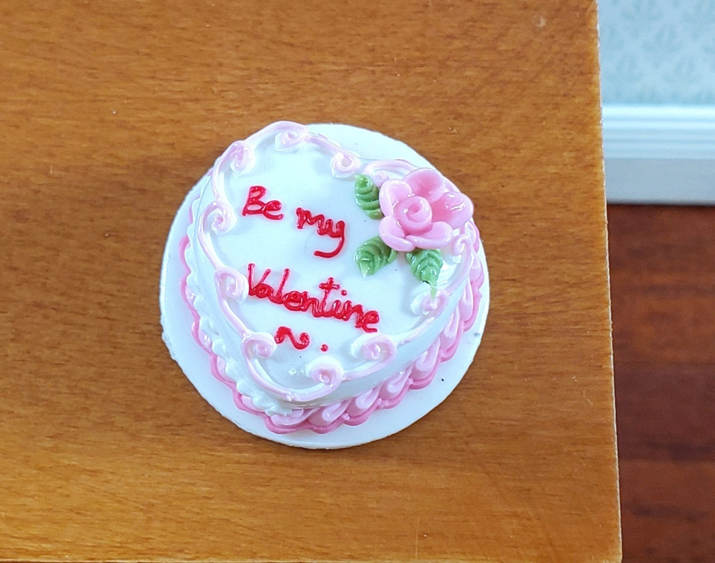 Dollhouse Cake Valentines Day Heart Shaped 1:12 Scale Miniature Dessert Food - Miniature Crush