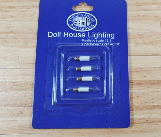 Dollhouse Candle Stick Bulbs Tall 12 Volt 4 piece 7/8" Miniature Replacement Lights - Miniature Crush