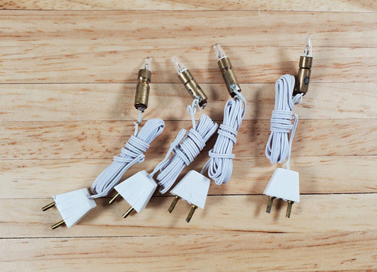 Dollhouse Candle Tip Bulbs in Sockets with Plug Set of 4 1:12 Scale Miniatures - Miniature Crush