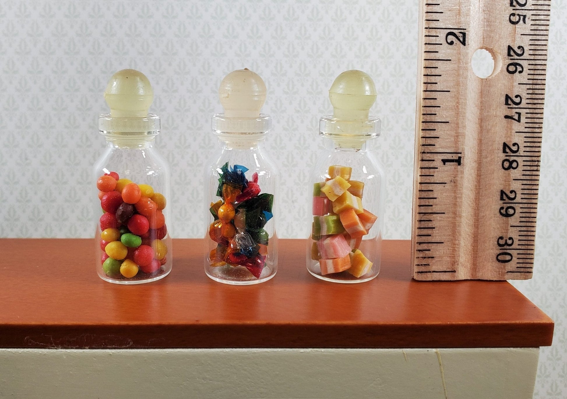 Dollhouse Candy Jars 1:6 Playscale Removable Treats Set of 3 Glass Containers C - Miniature Crush