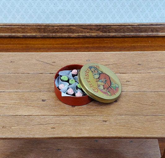Dollhouse Candy Tin Christmas Theme Filled with Treats 1:12 Scale Miniature - Miniature Crush