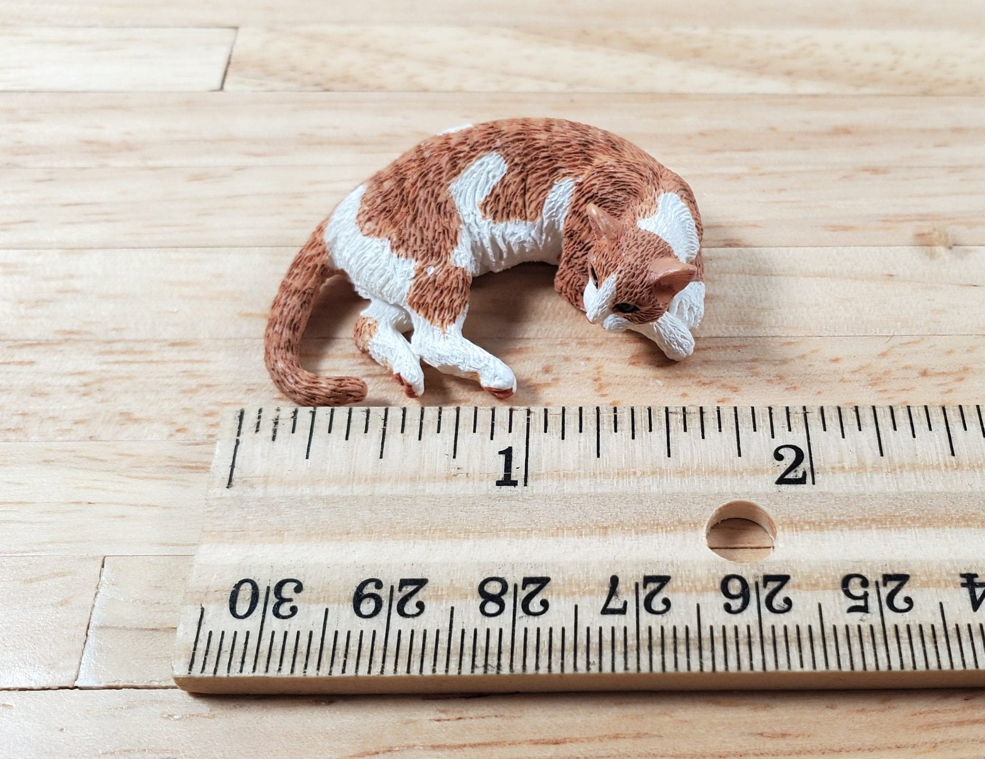 Dollhouse Cat Lying Down Orange and White Tabby 1:12 Scale Miniature Pet Kitty - Miniature Crush