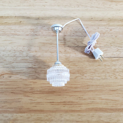Dollhouse Ceiling Light Art Deco Hanging Electric Plug-in 12 Volt 1:12 Scale Miniature - Miniature Crush