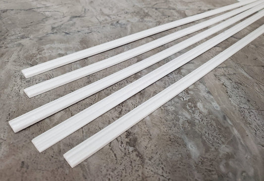 Dollhouse Chair Rail Dado Railing WHITE 5 Pieces 5/16" wide x 18" long for Miniatures - Miniature Crush