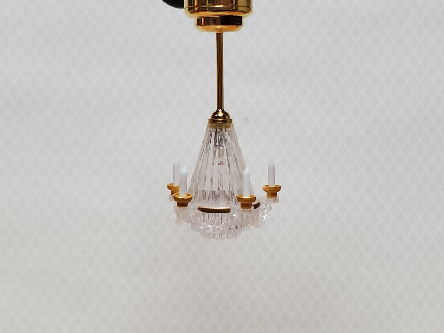 Dollhouse Chandelier Ceiling Light with Candles Battery Operated 1:12 Scale Miniature - Miniature Crush