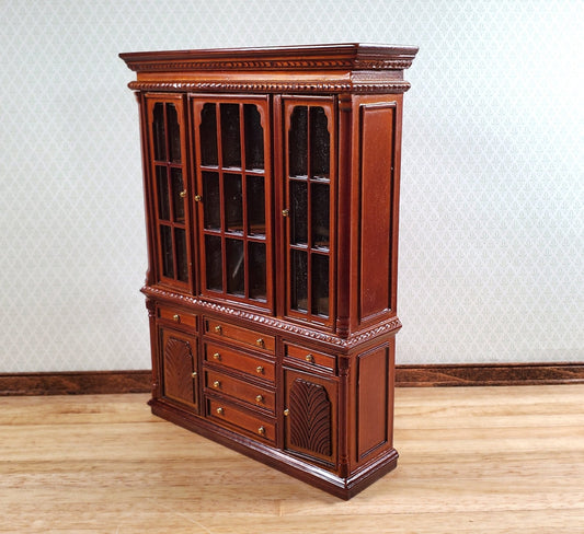 Dollhouse China Cabinet Display Hutch Walnut 1:12 Scale Miniature Furniture - Miniature Crush