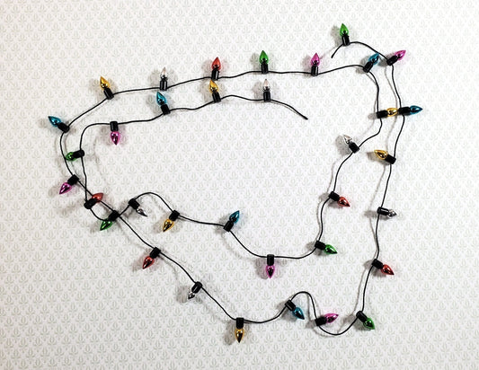 Dollhouse Christmas Tree Lights String Multi Colored Black String Holiday Miniatures - Miniature Crush