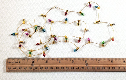 Dollhouse Christmas Tree Lights String Multi Colored Gold String Holiday Miniatures - Miniature Crush