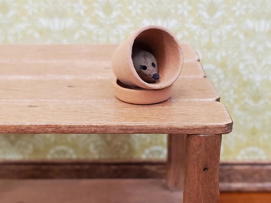 Dollhouse Clay Pot with Hedgehog Inside Garden Planter Terra Cotta 1:12 Scale Miniature - Miniature Crush