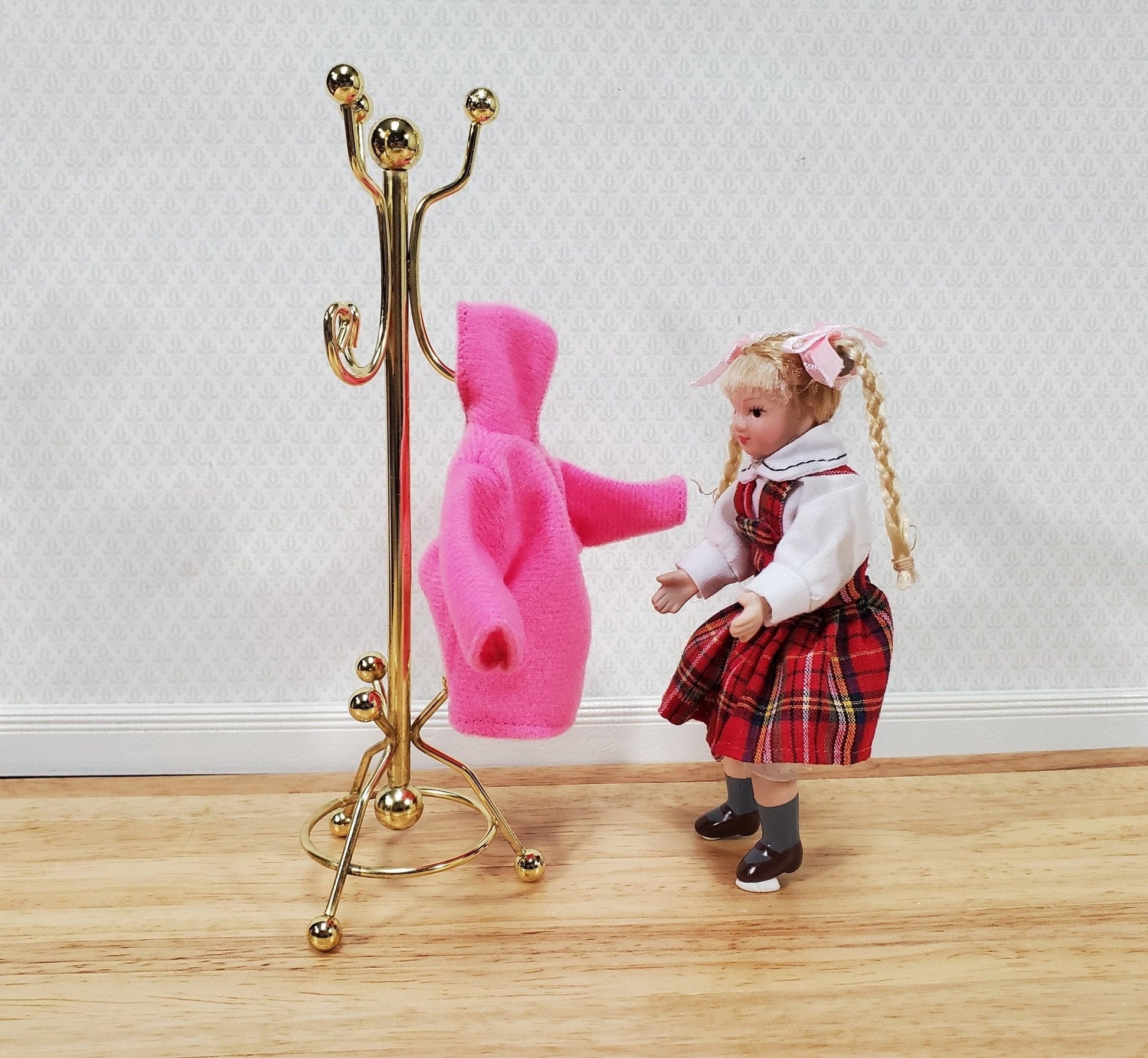 Dollhouse Coat Rack Stand Gold Metal 1:12 Scale Miniature Accessories Decor - Miniature Crush