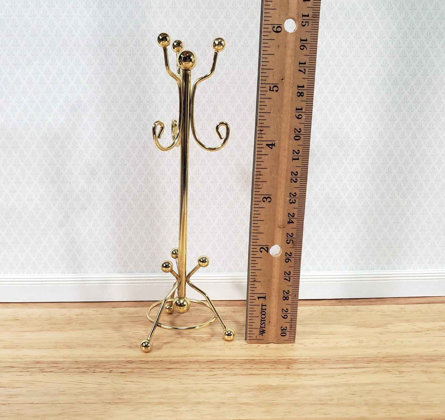 Dollhouse Coat Rack Stand Gold Metal 1:12 Scale Miniature Accessories Decor - Miniature Crush