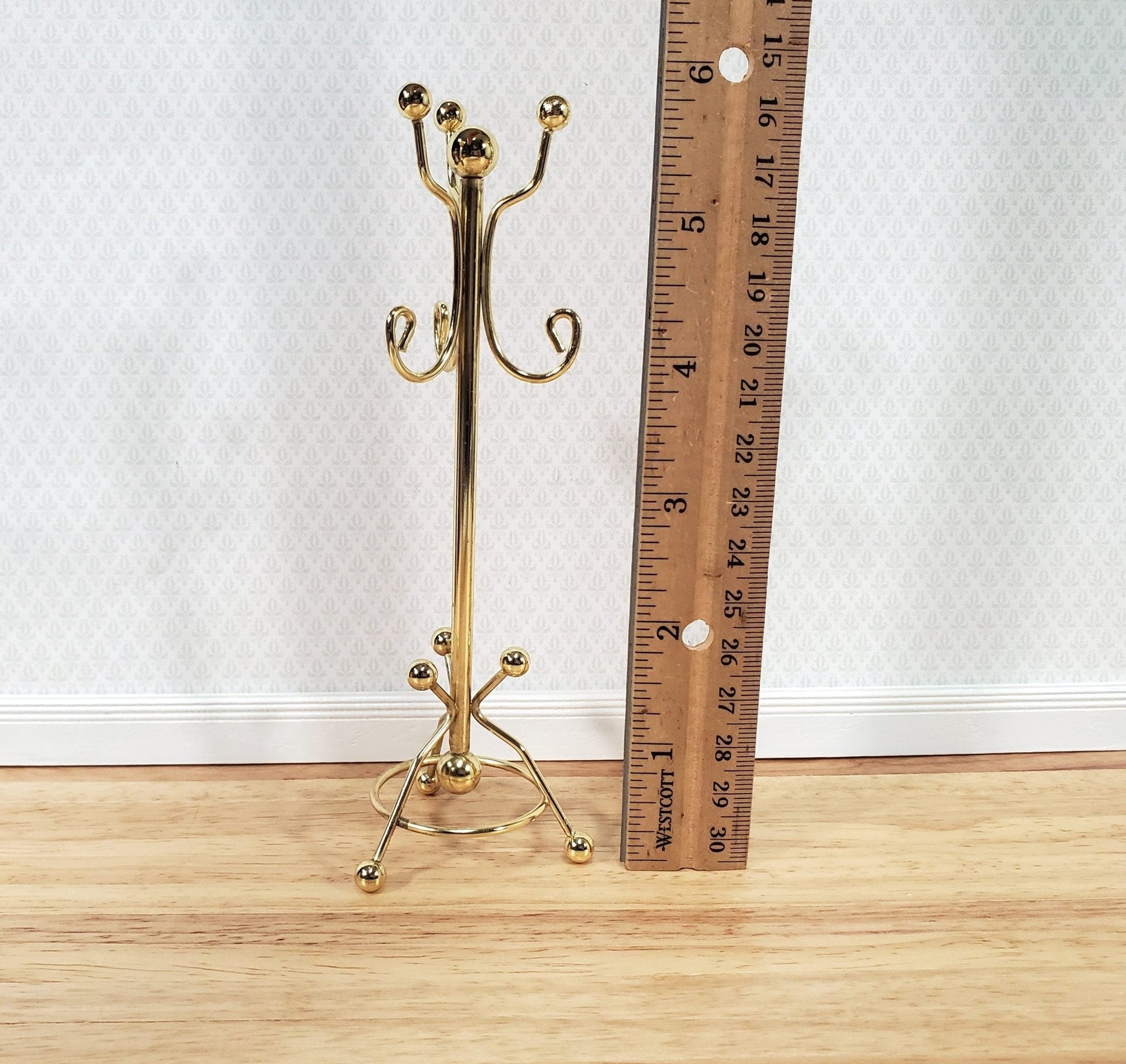 Dollhouse Coat Rack Stand Gold Metal 1:12 Scale Miniature Accessories Decor - Miniature Crush