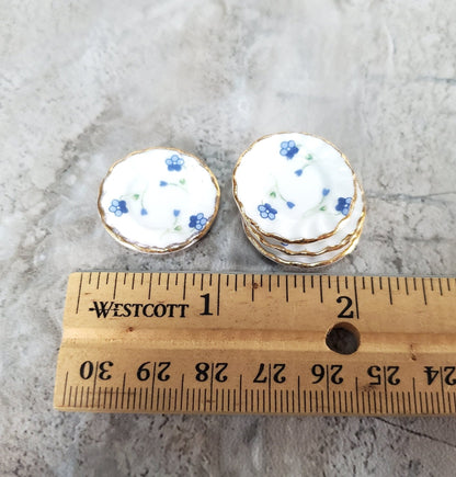 Dollhouse Coffee Tea Set Large Ceramic Pot Plates Cups Saucers 1:12 Scale Blue White - Miniature Crush