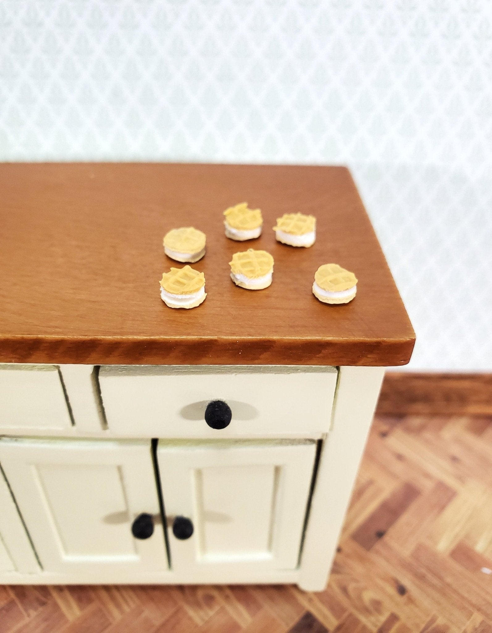 Dollhouse Cookies Waffle Sandwich Style Dessert 1:12 Scale Miniature Food 6 Pieces - Miniature Crush