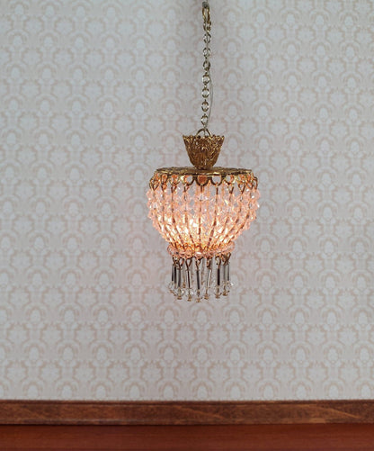 Dollhouse Crystal Ceiling Light Deluxe Real Glass 12 Volt 1:12 Scale Miniature - Miniature Crush