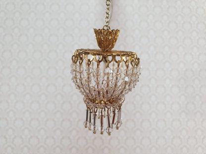 Dollhouse Crystal Ceiling Light Deluxe Real Glass 12 Volt 1:12 Scale Miniature - Miniature Crush