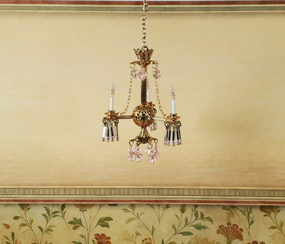 Dollhouse Crystal Ceiling Light Queen Anne Handmade 12 Volt 1:12 Scale Miniature - Miniature Crush