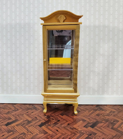 Dollhouse Curio Cabinet Mirrored Back Hutch Light Oak Finish 1:12 Scale Miniature Furniture - Miniature Crush