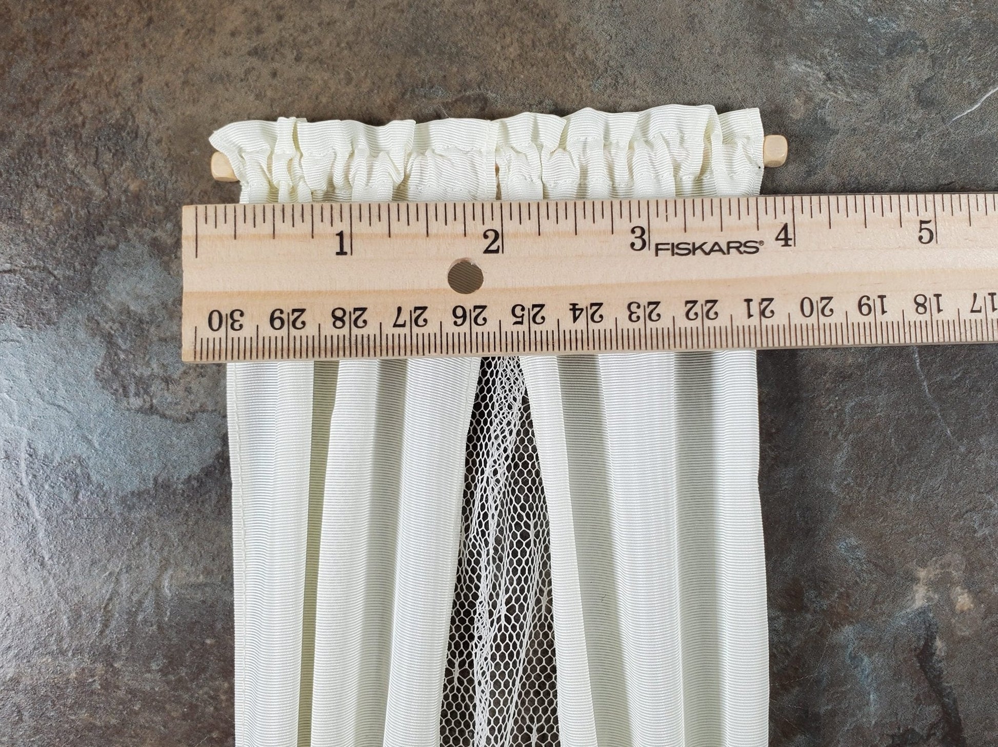 Dollhouse Curtains Fabric & Lace Cream and White Long 1:12 Scale Handmade - Miniature Crush