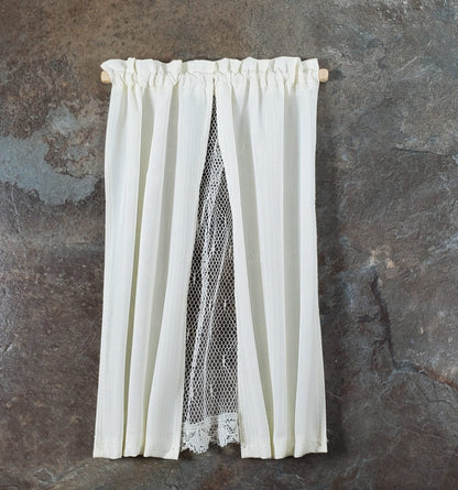 Dollhouse Curtains Fabric & Lace Cream and White Long 1:12 Scale Handmade - Miniature Crush
