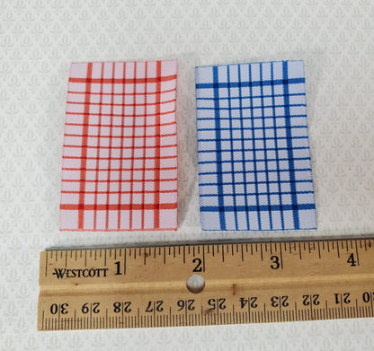Dollhouse Dish or Tea Towels Set of 2 Blue & Red 1:12 Scale Miniature for Kitchen - Miniature Crush