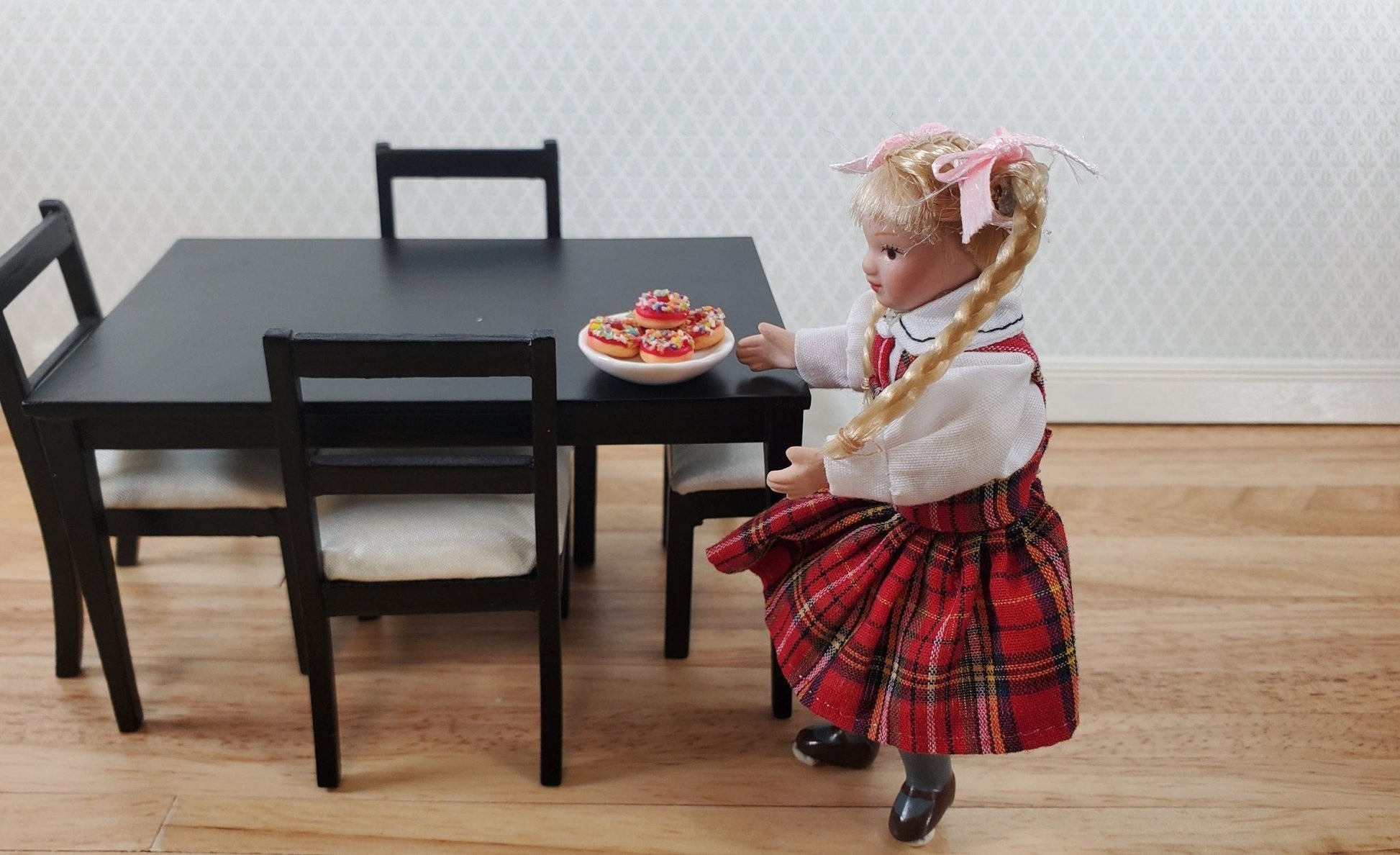 Dollhouse Donuts x5 Red with Sprinkles 1:12 Scale Miniature Food Dessert Bakery - Miniature Crush