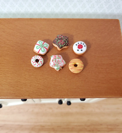 Dollhouse Donuts x6 Christmas Theme Dessert 1:12 Scale Miniature Food - Miniature Crush